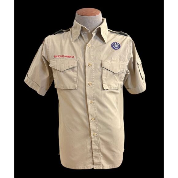 Boy Scouts of America Official Uniform Shirt Men's Small Polyester Blend Patches - Picture 2 of 15